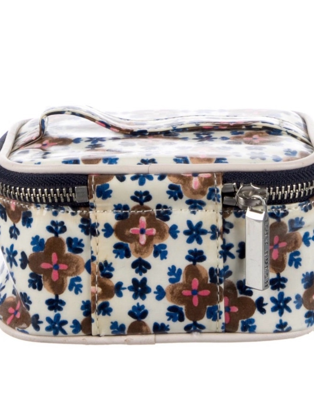 Tory Burch EUC Blue, Brown & Pink Floral Vanity Case Cosmetic Case - Picture 2 of 3